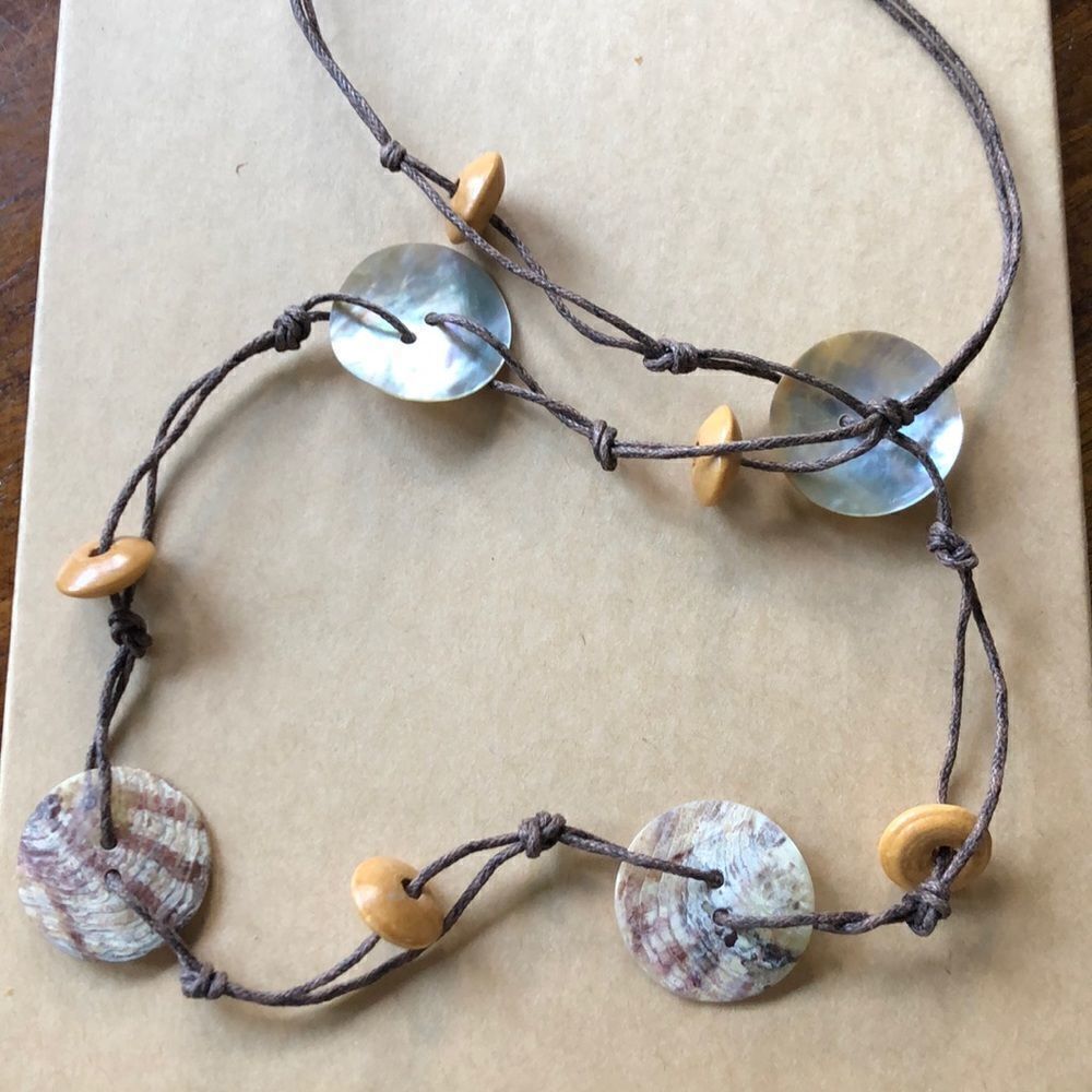 Abalone Shell/wooden bead 28” Necklace